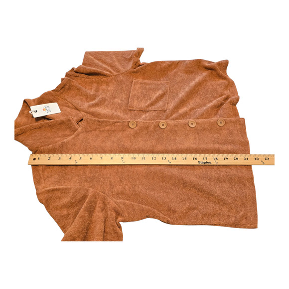 Marine Layer Terry Out Resort Shirt Womens Size L Sierra/Brown Preppy Casual - Picture 9 of 10